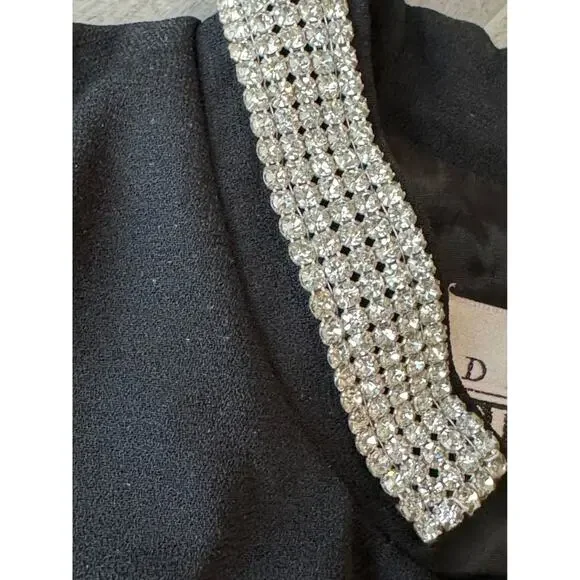 Vtg Glam Black Rhinestone Embellished Blazer Jacket 18 Sophisticated Evening 80s - Picture 4 of 9